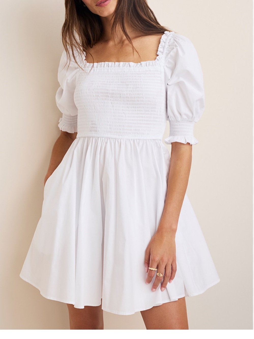 Francesca’s white smock mini dress size Medium NWT